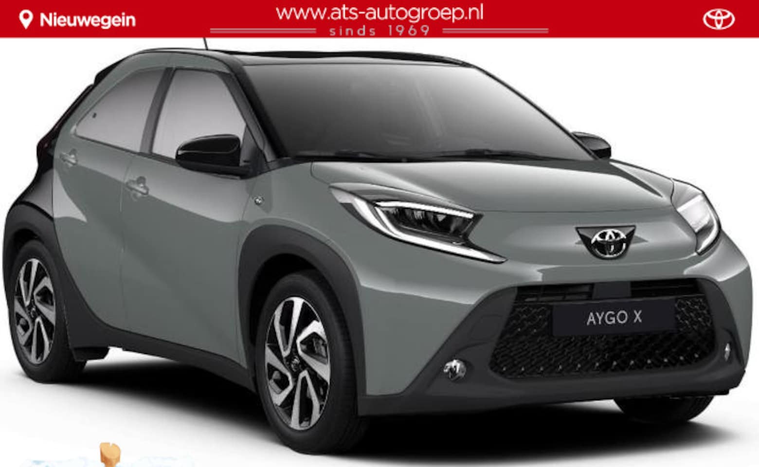 Toyota Aygo X - 1.0 VVT-i MT Pulse Nieuw | 2x voorraad , Celestite Grey/zwart dak  en Pure white/ zwart da - AutoWereld.nl