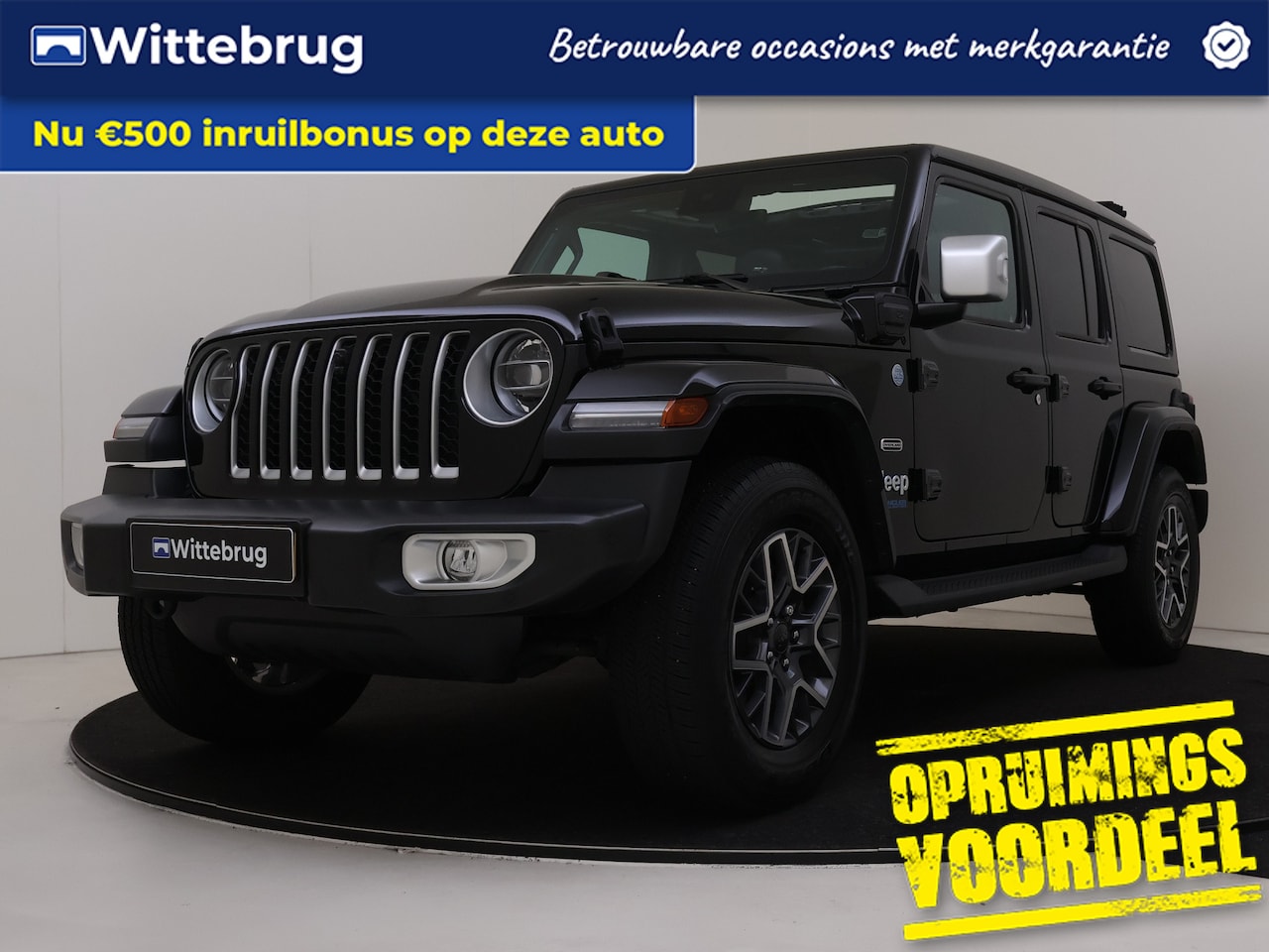 Jeep Wrangler Unlimited - 4xe 380PK Sahara PLUG IN HYBRIDE | NAVIGATIE | STOERE AUTO! - AutoWereld.nl