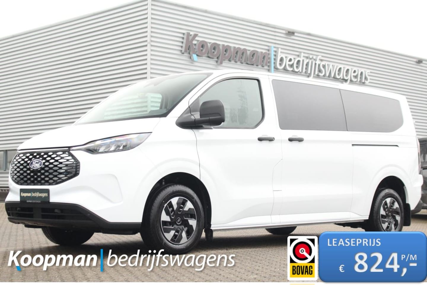 Ford Transit Custom - E-Transit 320 L2H1 Kombi Trend | 65kWh | 160kW/218pk | Trekgewicht 2300kg | Camera | Carpl - AutoWereld.nl