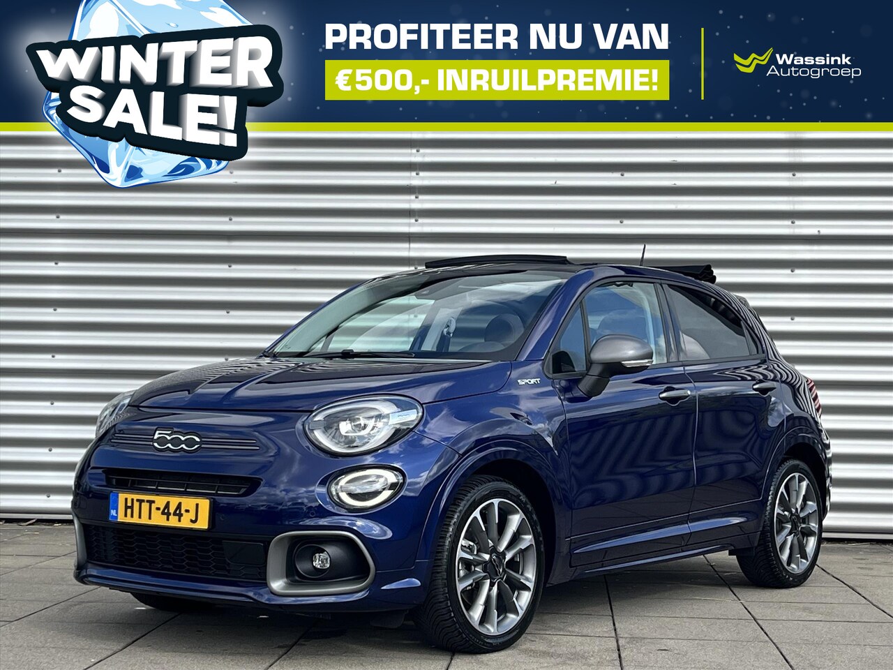 Fiat 500 X - 1.5 Hybrid 130pk DCT Automaat Sport WASSINK WINTERSALE | Schuifdak/Cabrio | Navigatie | Ca - AutoWereld.nl