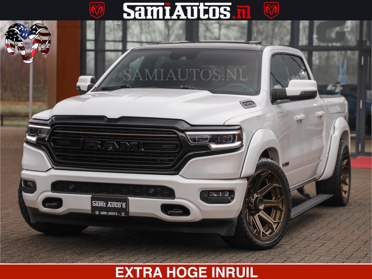 Dodge Ram 1500 - HULK PACK | 5.7 V8 HEMI | SFEERVERLICHTING | FEUL WIELEN | TRAIN HORN | BOM VOL CREW CAB | - AutoWereld.nl