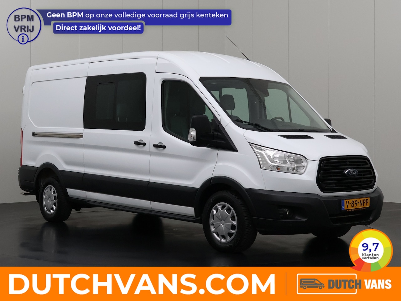 Ford Transit - 2.0TDCi 130PK L3H2 Dubbele Cabine | 7-Persoons | Leder | Navigatie | Camera | 2800Kg Trekh - AutoWereld.nl
