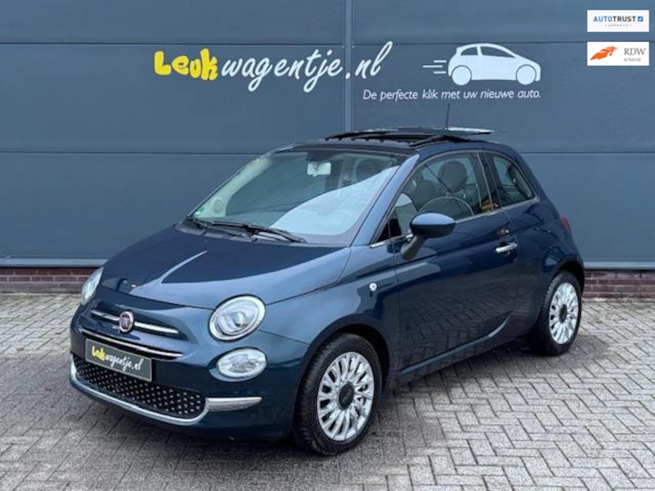 Fiat 500 - 0.9 Turbo Lounge *schuifdak *cruise *blauw metallic - AutoWereld.nl