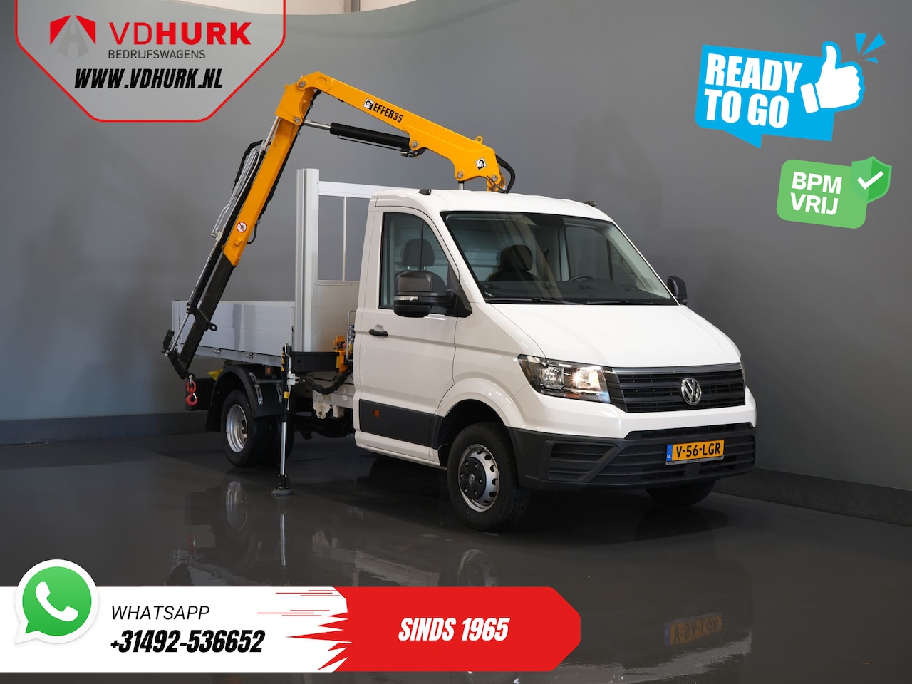 Volkswagen Crafter - 50 165 pk Effer 352S Trekhaak/ Kraan/ Crane/ Kran/ Autokran/ PTO/ Open laadbak/ Dubbel Luc - AutoWereld.nl