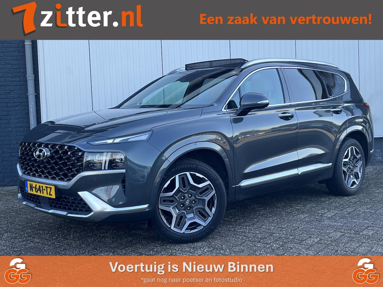 Hyundai Santa Fe - 1.6 T-GDI HEV Premium Plus Sky 7-Persoons, Panoramadak, Volleder, 360Camera, Memory, - AutoWereld.nl