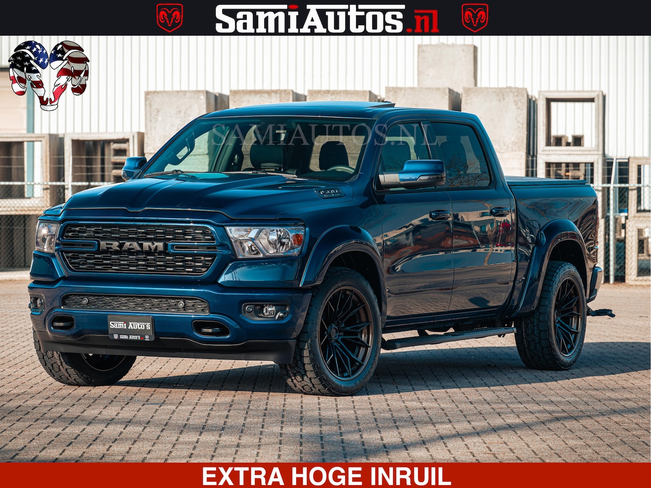 Dodge Ram Pick Up - SPORT | 5.7 V8 4x4 HEMI | PANORAMA DAK | GROOTSCHEM 12 INCH | LPG | Patriot Blue | CREW CA - AutoWereld.nl