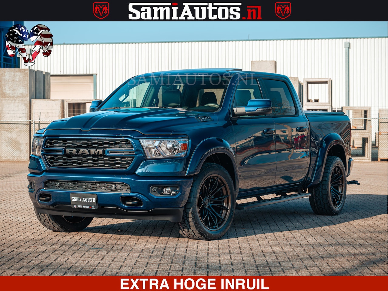 Dodge Ram Pick Up - SPORT | 5.7 V8 4x4 HEMI | PANORAMA DAK | GROOTSCHEM 12 INCH | LPG | Patriot Blue CREW CAB - AutoWereld.nl