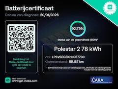 Polestar 2 - 2 Long Range Single 78kWh 92, 8% SOH l Trekhaak l Pano l Warmtepomp