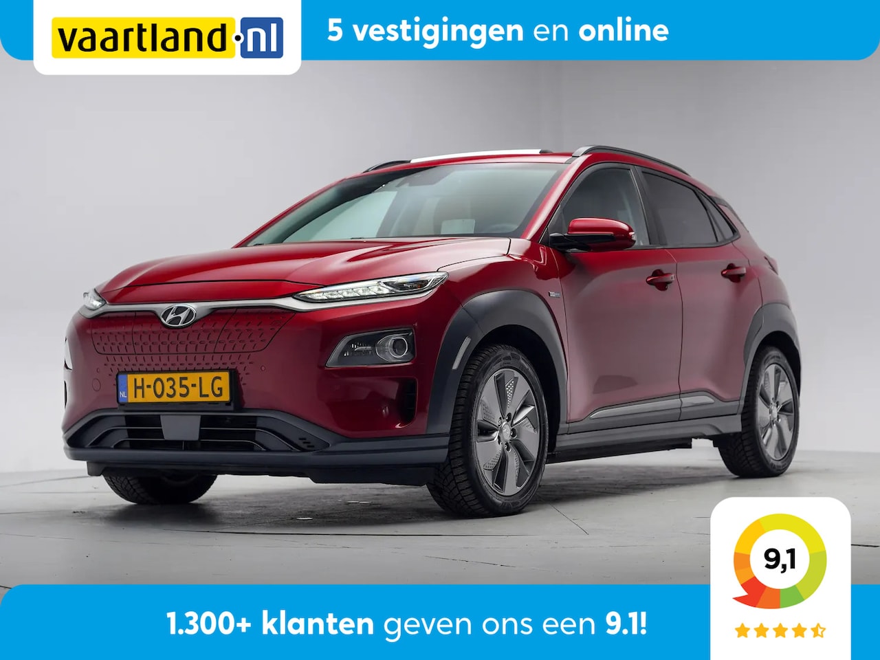Hyundai Kona Electric - EV Premium Sky 64 kWh 3 fase [ Schuif/kanteldak Leder Stoelverwarming LED Navi ] - AutoWereld.nl