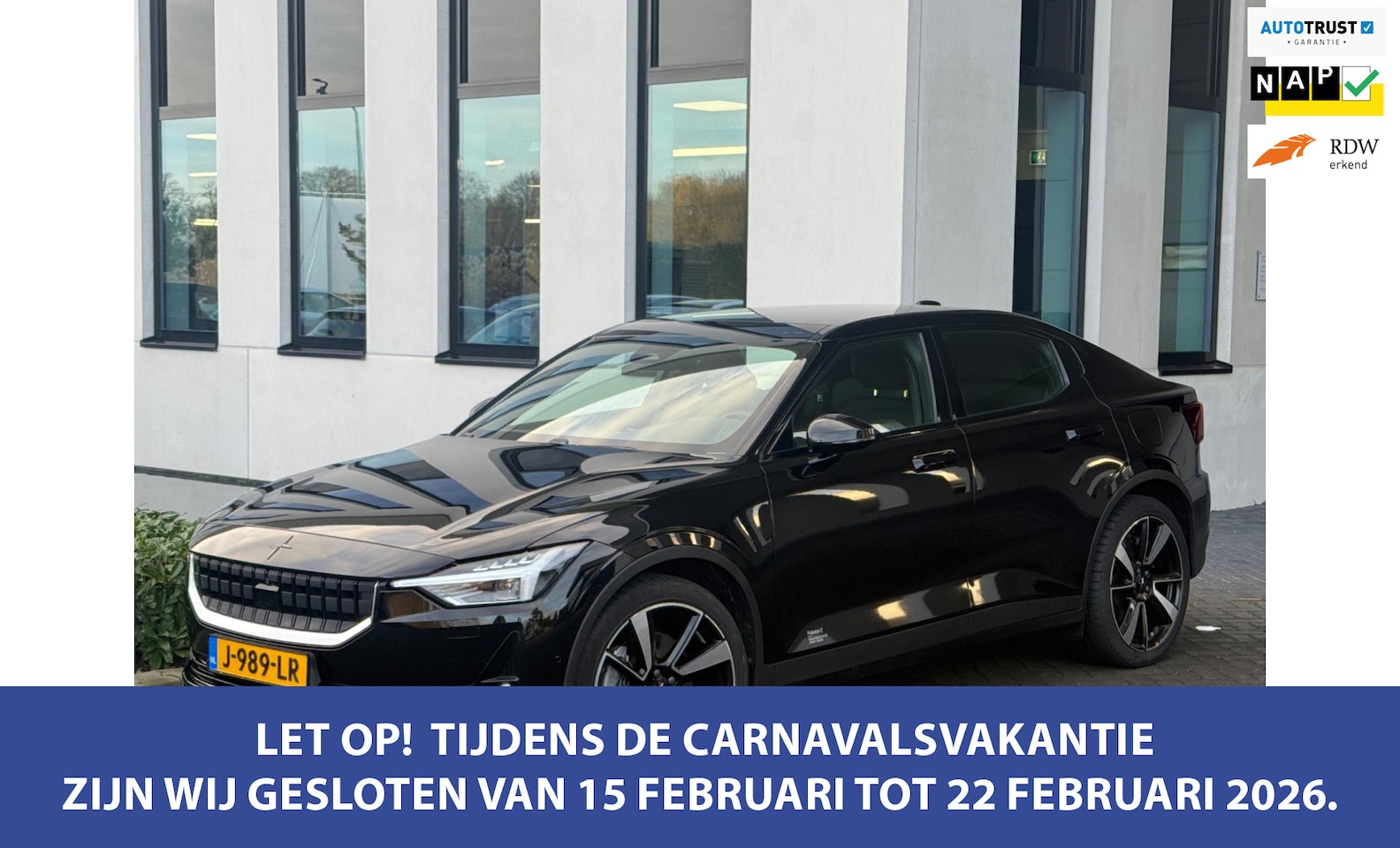 Polestar 2 - Long Range Dual Motor 409 pk Launch Edition 78kWh, panoramadak, 20 inch, 1 e eigenaar, NL - AutoWereld.nl