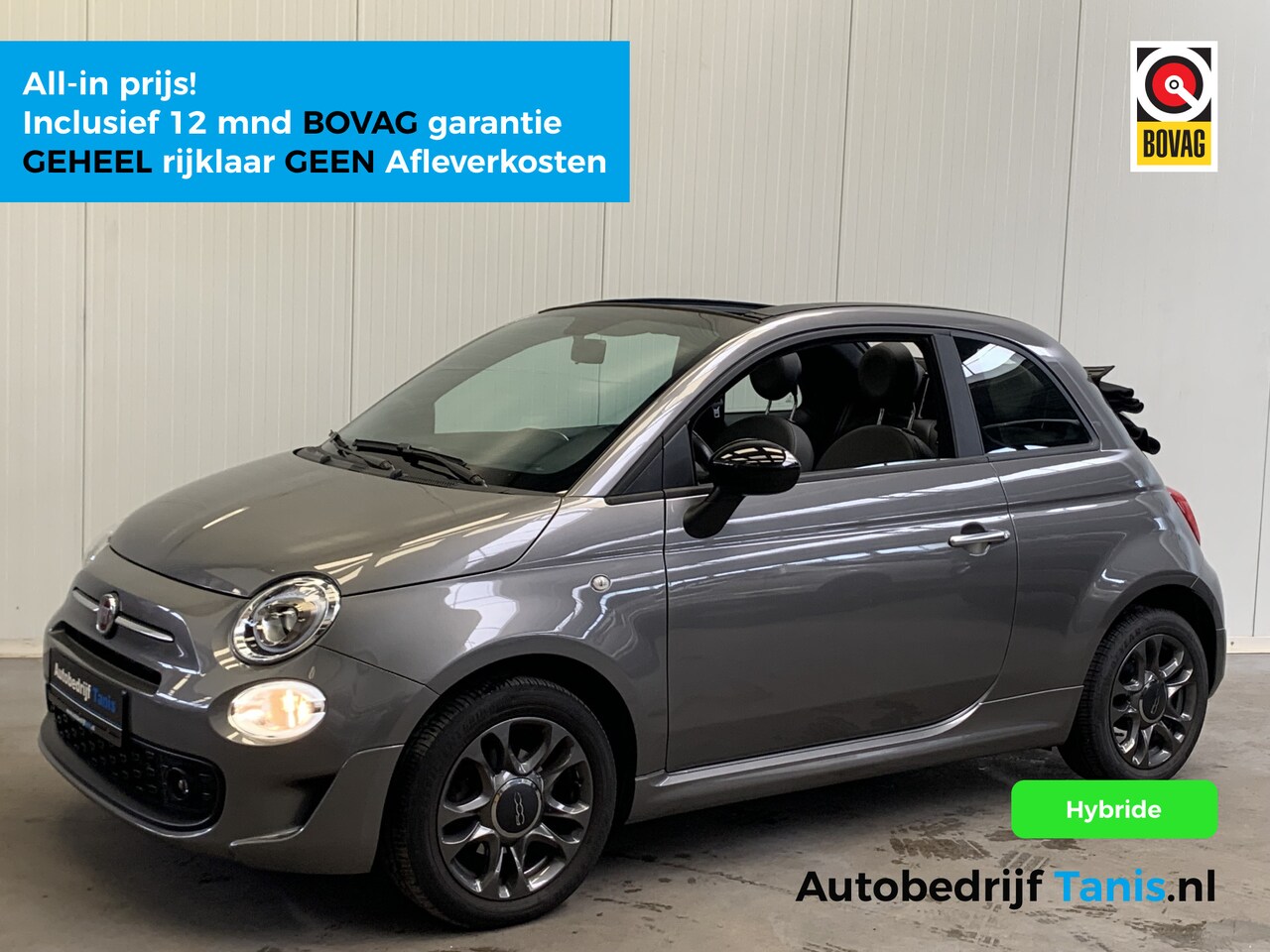 Fiat 500 C - 1.0 Hybrid Sport Cabriolet AIRCO-LEDER-NAVI by CARPLAY-CRUISE-LMV - AutoWereld.nl