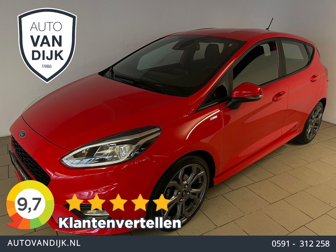 Ford Fiesta - 1.0 EcoBoost ST-Line AIRCO CLIMA NAVI ELEK RAMEN CENT VERG VELGEN PRIVACYGLAS NIEUWSTAAT - AutoWereld.nl
