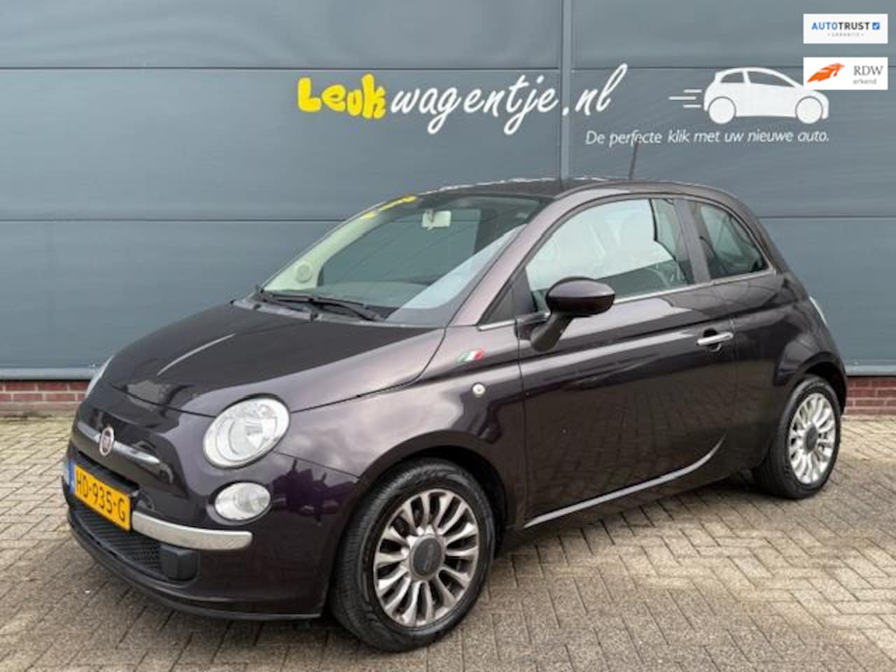 Fiat 500 - 0.9 TwinAir Turbo Popstar *airco *lichtmet. *paars - AutoWereld.nl