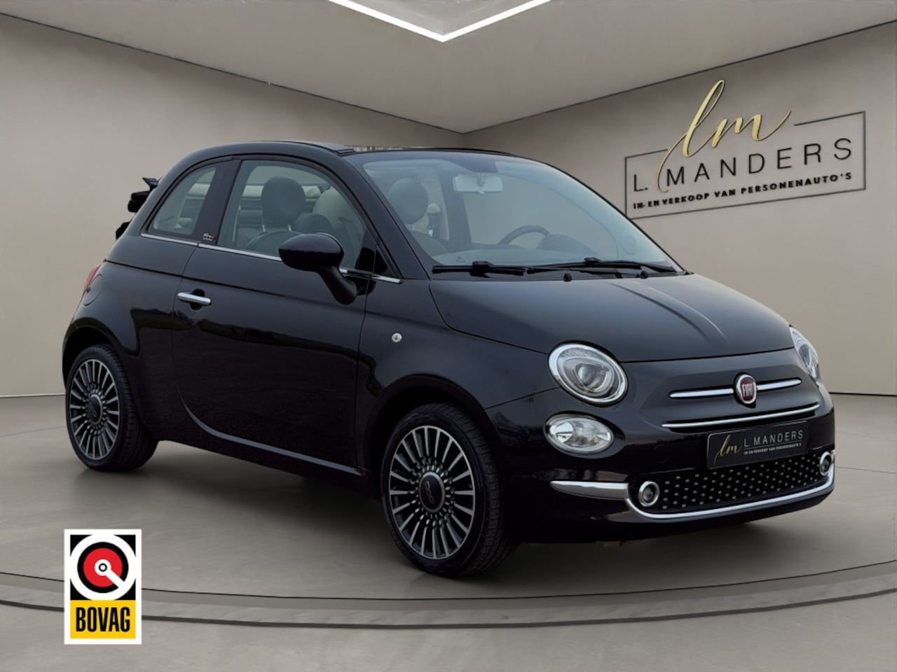 Fiat 500 C - 1.2 Lounge 2019 ZWART | Automaat | Cabriolet | Navigatie - AutoWereld.nl