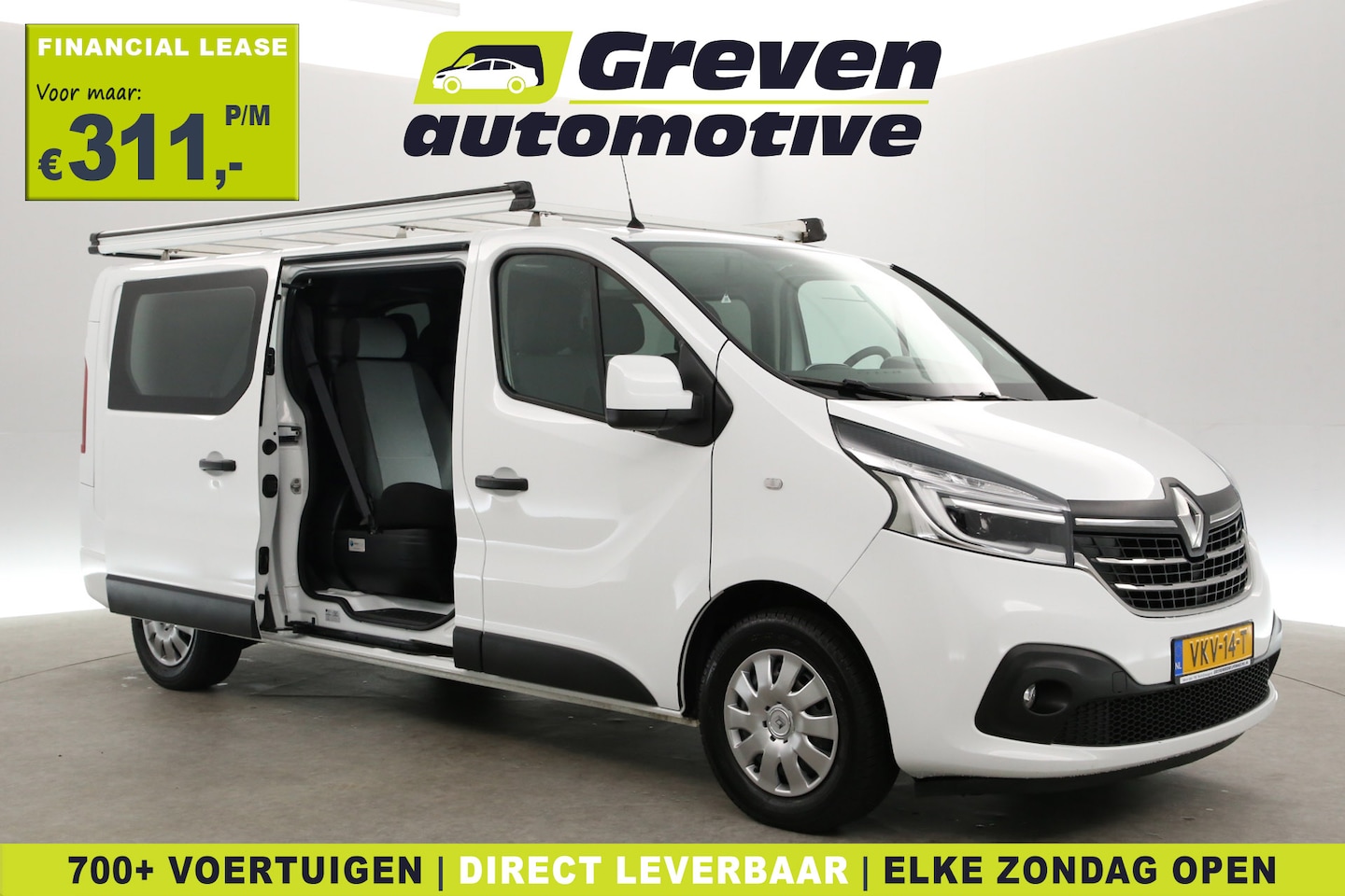 Renault Trafic - 2.0 dCi T29 L2H1 | DC | 6-Zits | Airco | Cruise | Navi | Trekh. | Imperiaal | Parkeersens. - AutoWereld.nl