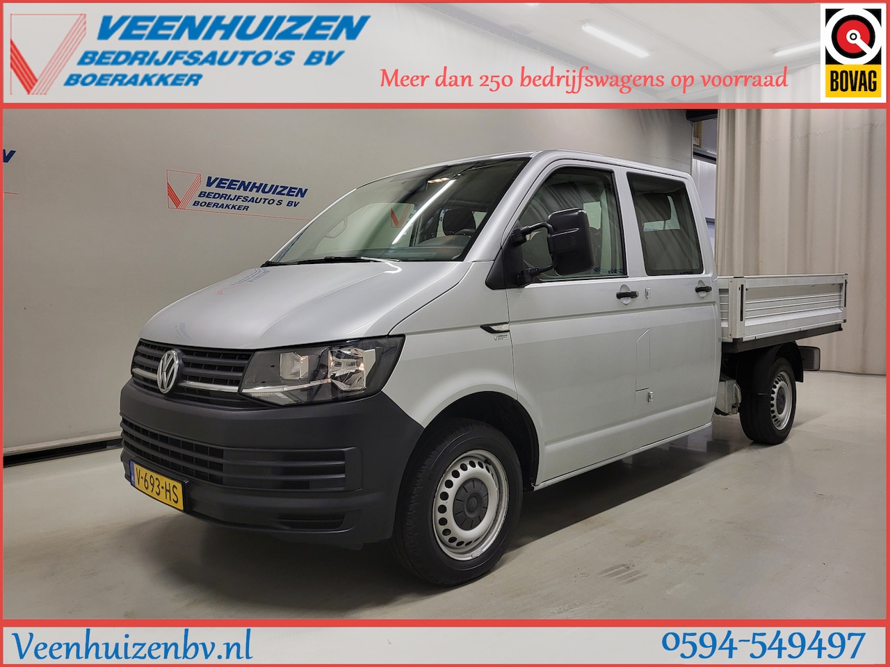 Volkswagen Transporter - 2.0TDI L2/H1 Pickup Dubbele Cabine Euro 6! - AutoWereld.nl