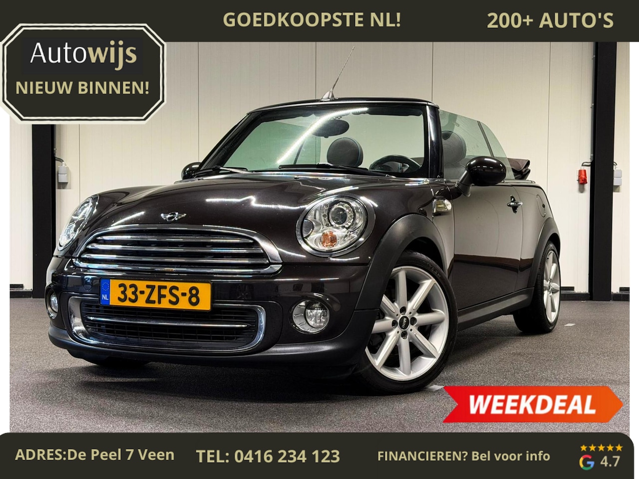 MINI Cabrio - Mini 1.6 Cooper|NL AUTO|LEDER|107DKM|Clima|XENON|GOED ONDERHOUDEN - AutoWereld.nl