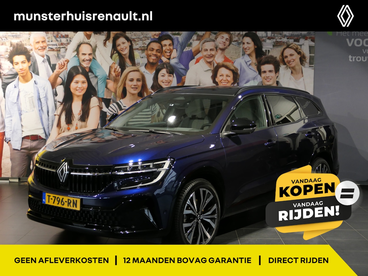 Renault Espace - E-Tech full hybrid 200 iconic 7p. - Occasion Lease vanaf €689 p/m - *Panoramadak!* - Adapt - AutoWereld.nl