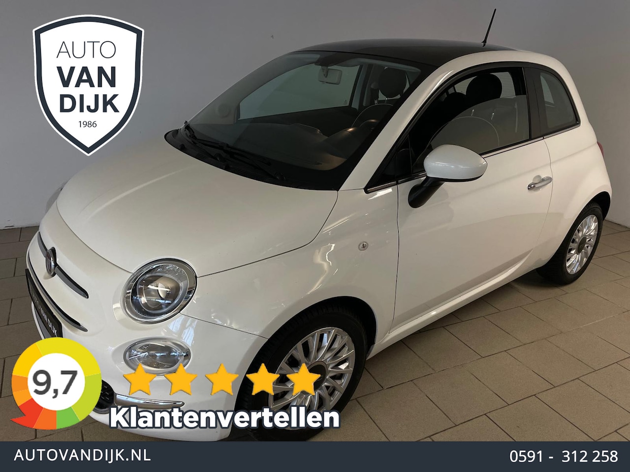 Fiat 500 - 0.9 TwinAir Lounge 80PK AIRCO PANO NAVI LEER BLUETOOTH VELGEN ZEER NETTE AUTO - AutoWereld.nl