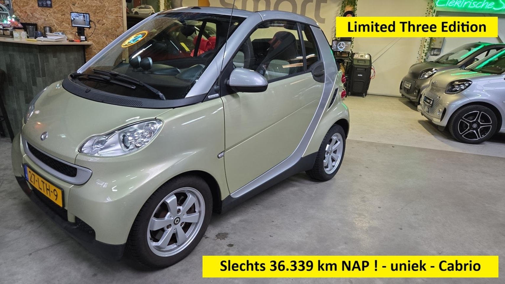 Smart Fortwo cabrio - 1.0 mhd Limited Three Edition met slechts 36.339 km NAP - zeer nette staat - airco - nw ap - AutoWereld.nl