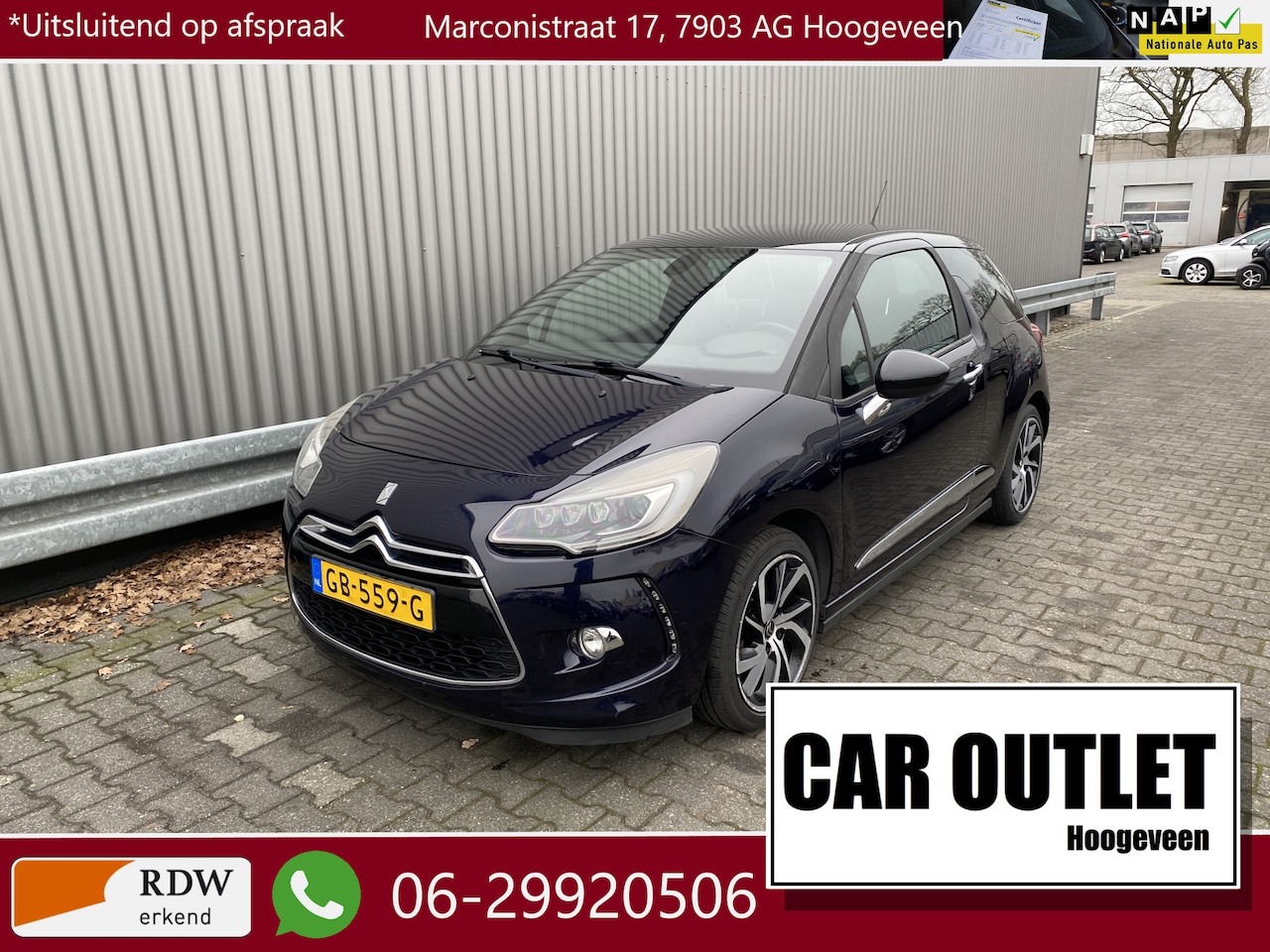 Citroën DS3 - 1.2 PureTech So Chic 155Dkm.NAP, Clima, Navi, CC, PDC, LM, – Inruil Mogelijk – - AutoWereld.nl