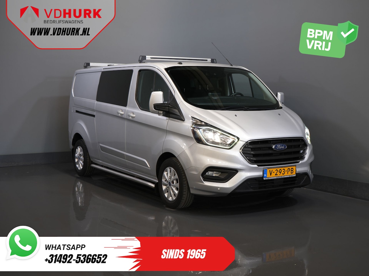 Ford Transit Custom - 2.0 TDCI 130 pk L2 Limited DC Dubbel Cabine 2xSchuifdeur/ Stoelverw./ Carplay/ Cruise/ PDC - AutoWereld.nl
