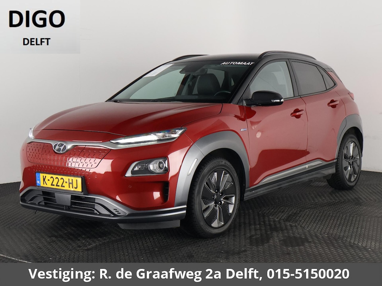 Hyundai Kona Electric - EV Premium Two-Tone 64 kWh SOH ACCU 99% | Apple Carplay/Android Auto | Stuur-& Stoelverwar - AutoWereld.nl