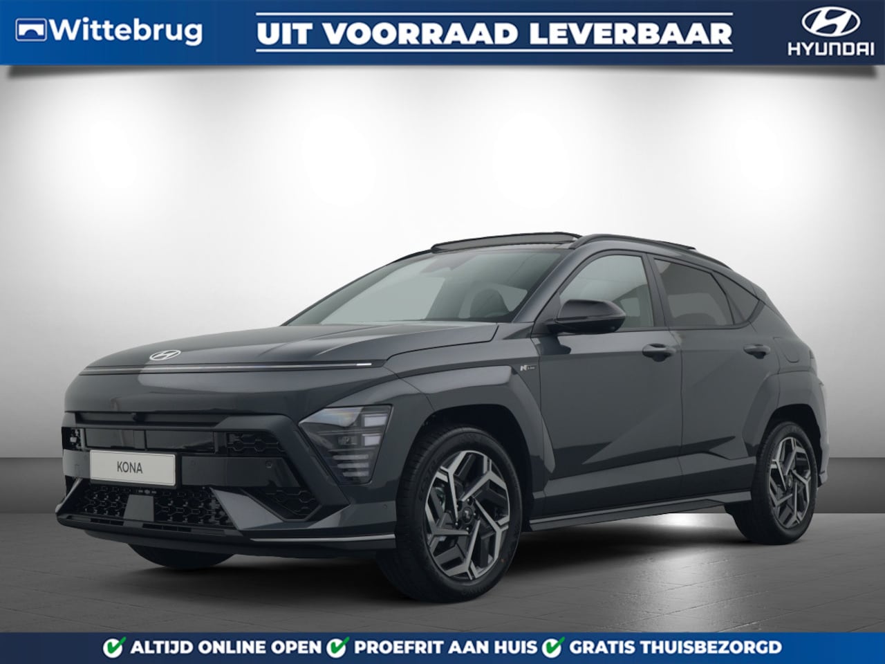 Hyundai Kona - 1.6 GDI HEV N Line Sky VALE Full Hybride Automaat met Panoramadak, Navigatie, Adaptive Cru - AutoWereld.nl