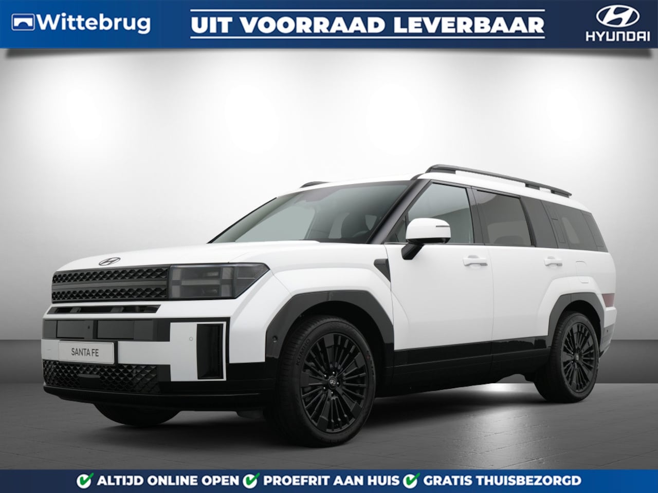 Hyundai Santa Fe - 1.6 T-GDI PHEV Black Line 4WD 7p. VALE Plug-In Hybride automaat met Lederen bekleding en 3 - AutoWereld.nl