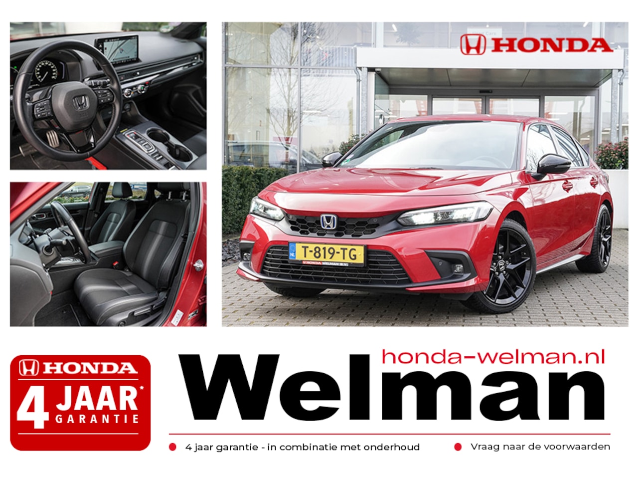 Honda Civic - 2.0i e:HEV SPORT - AUTOMAAT - HYBRID - ALL WEATHERS - INSTAPLIJSTEN - AutoWereld.nl