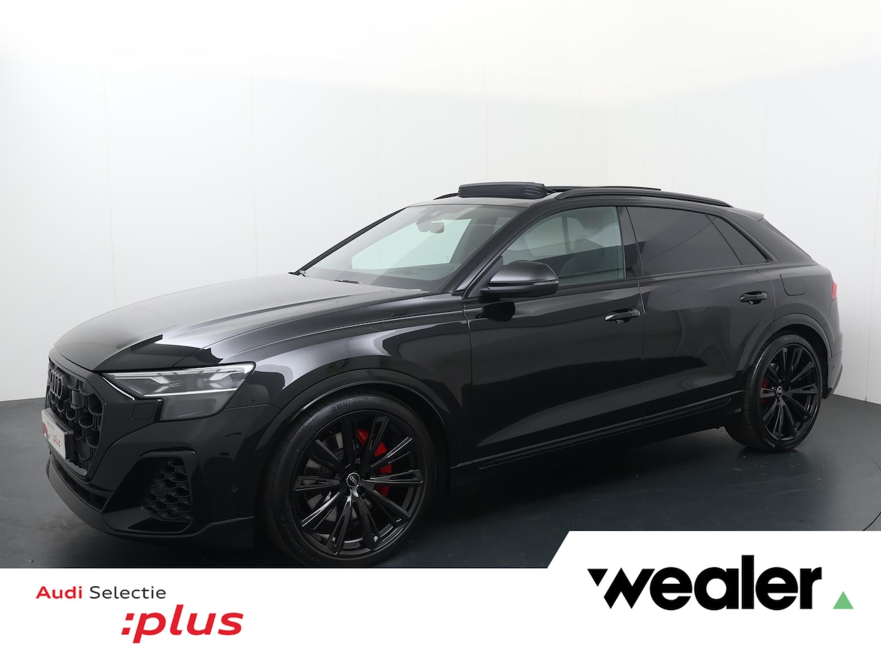Audi Q8 - 60 TFSI e quattro | 490 PK |  S-Line | Lederen bekleding Volcano met ruit | Panoramadak | - AutoWereld.nl