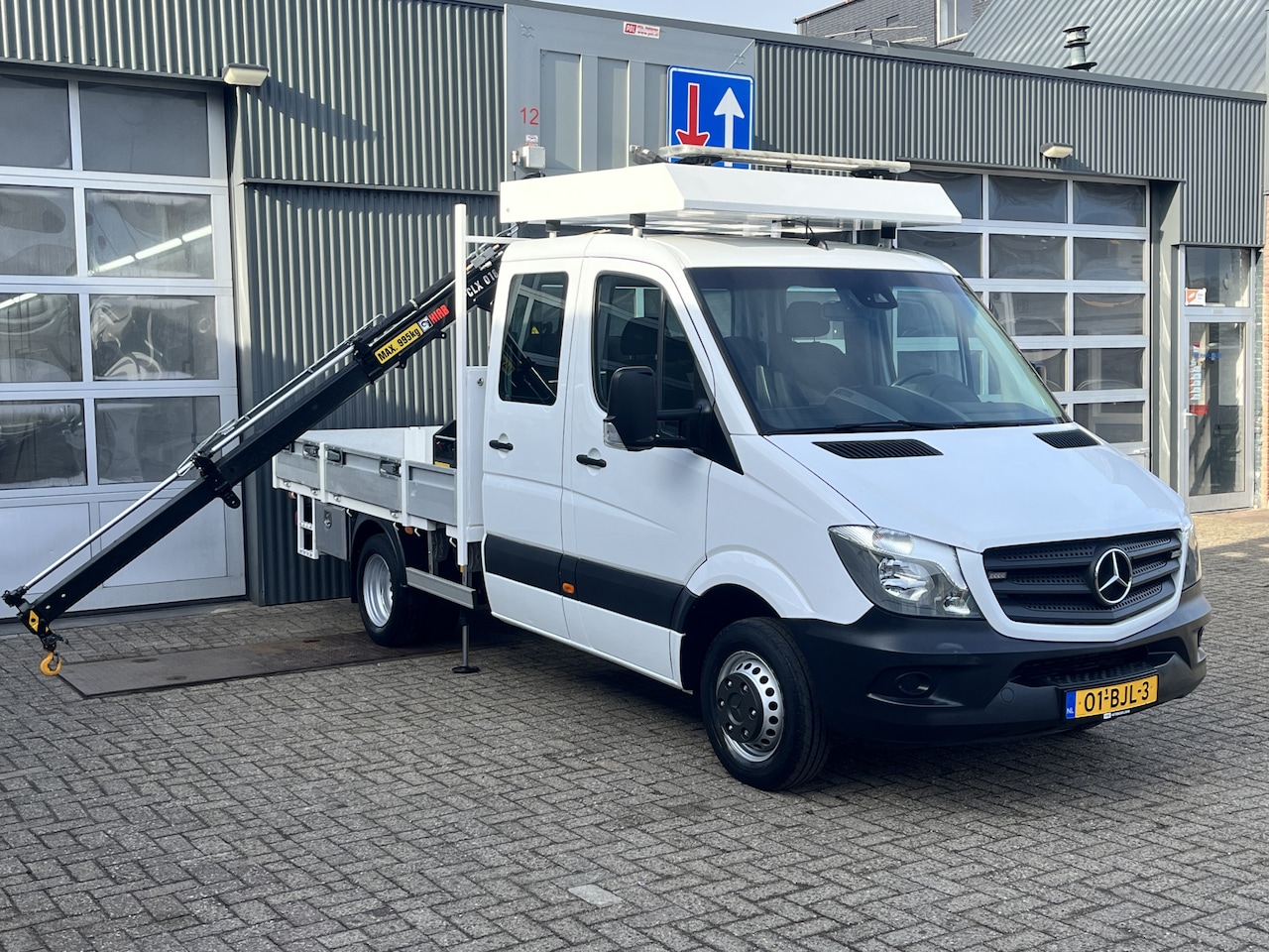 Mercedes-Benz Sprinter - 514 CDI 366 Hiab Laadkraan 018T Trekhaak 3500kg Airco 6 persoons uitvoering Open laadbak P - AutoWereld.nl