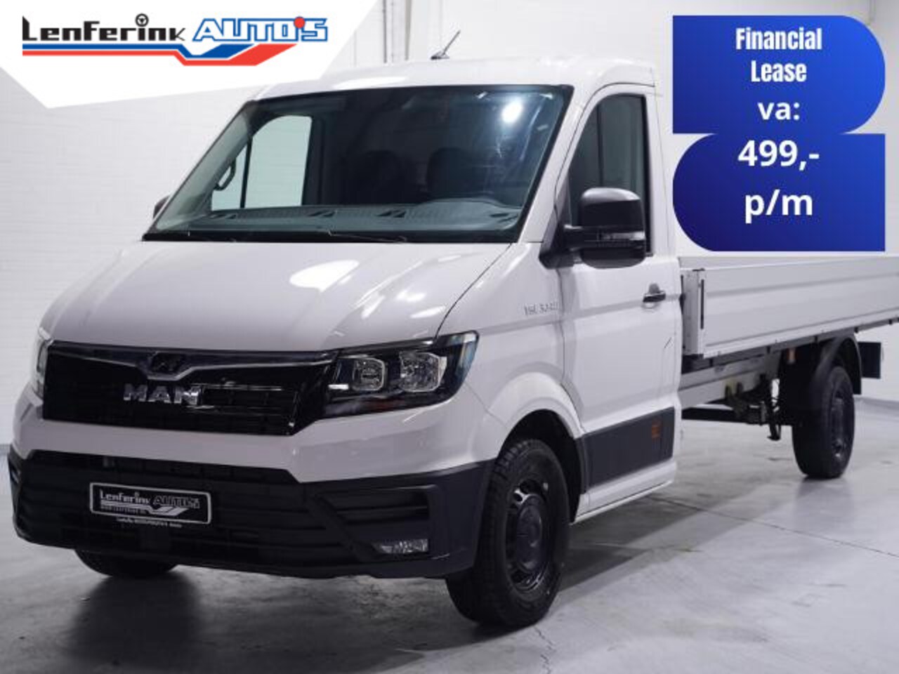 MAN TGE - 2.0 TDI 140 pk L4 Pick Up / Open Laadbak Airco, Apple Carplay, Cruise Control, Geveerde St - AutoWereld.nl