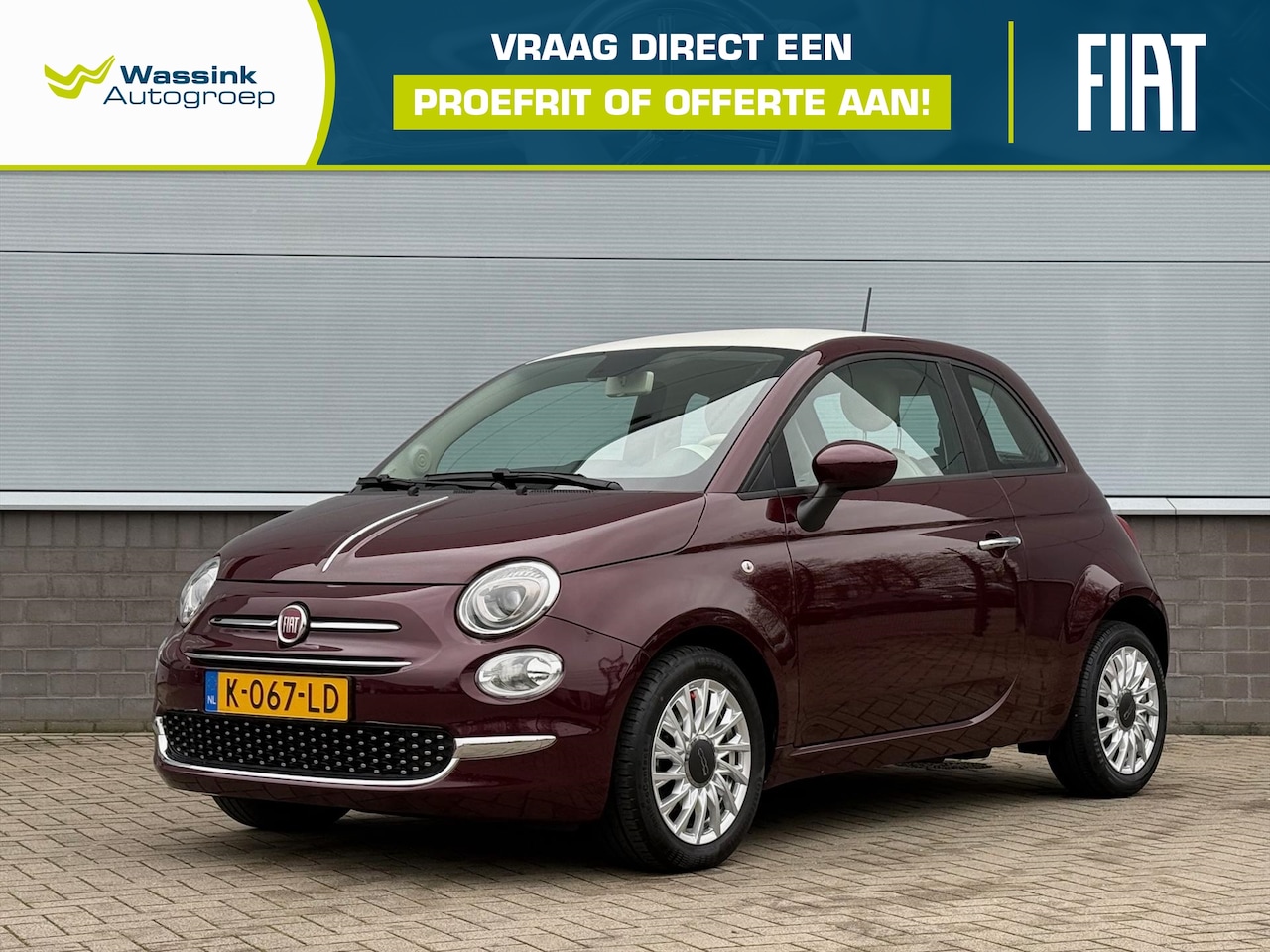 Fiat 500 - 1.0 70pk Hybrid Lounge I Wit Dak I Parkeersensoren I Navigatie I Cruise Control I - AutoWereld.nl