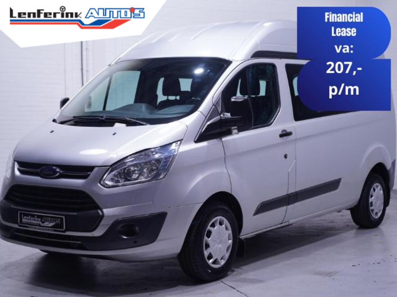 Ford Transit Custom - 2.0 TDCI 130 pk L2H2 Dubbel Cabine 6p Airco Cruise Control, PDC V+A, Hoog Dak - AutoWereld.nl