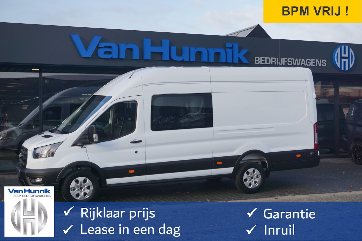 Ford Transit - 350L 130PK L4H3 Dubbel Cabine BPM VRIJ!! Navi, ° Camera, Adap. Cruise, LM Velg!! NR. A240 - AutoWereld.nl