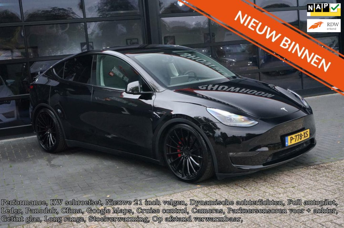 Tesla Model Y - Performance AWD 75 kWh KW-Schroefset, Full auto pilot, 21 inch - AutoWereld.nl