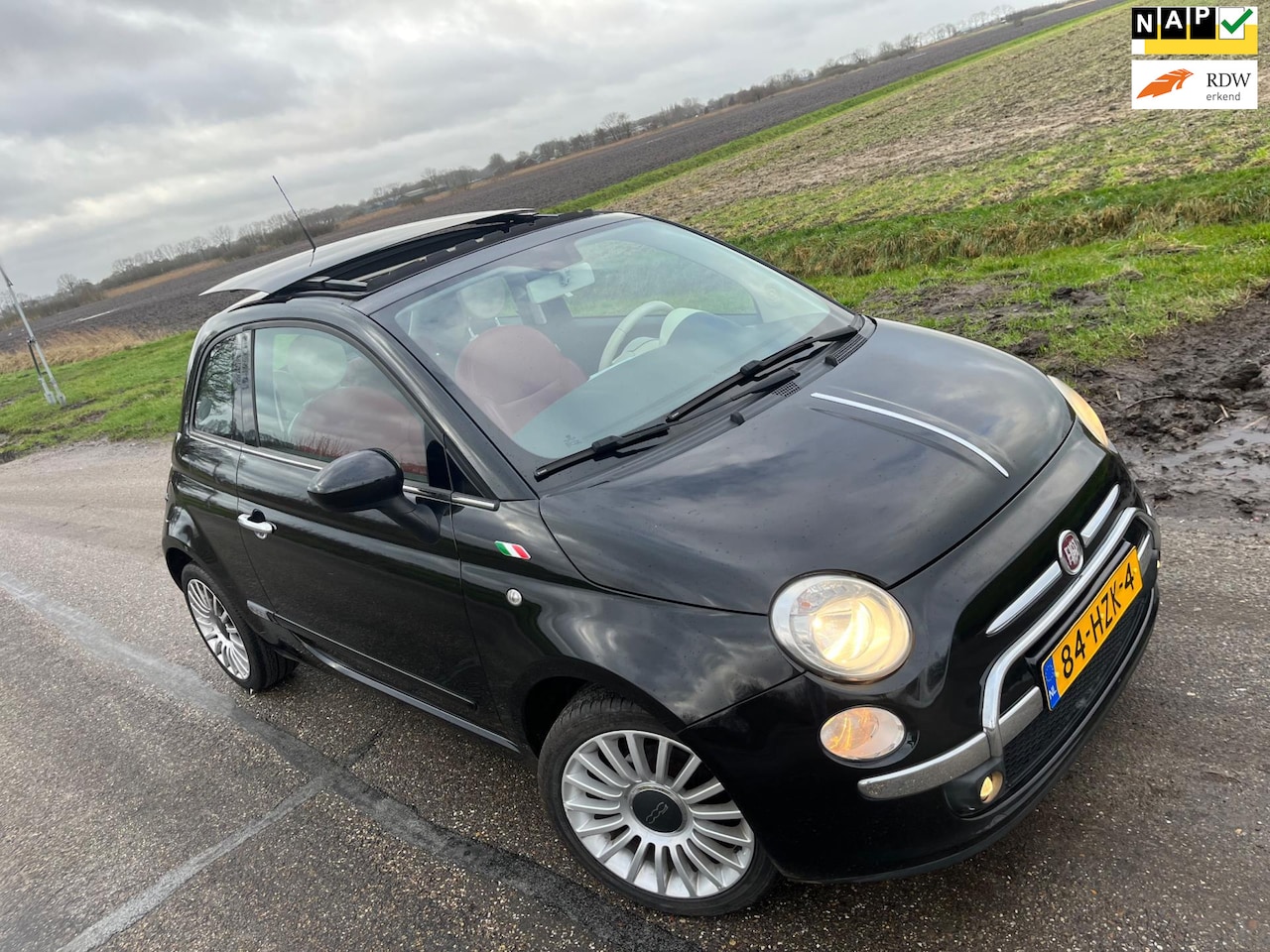 Fiat 500 - 1.2 / automaat- open dak - rood leder - AutoWereld.nl