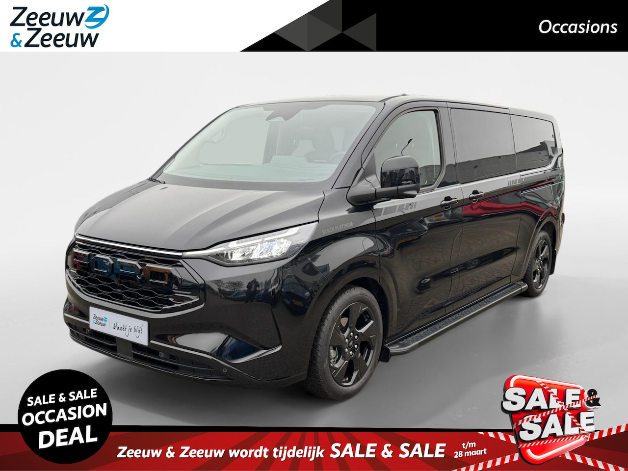 Ford Transit Custom - 320 2.5 PHEV L2H1 Black Platinum Dubbele Cabine | 19" LM velgen gloss black | Verlaagd mid - AutoWereld.nl