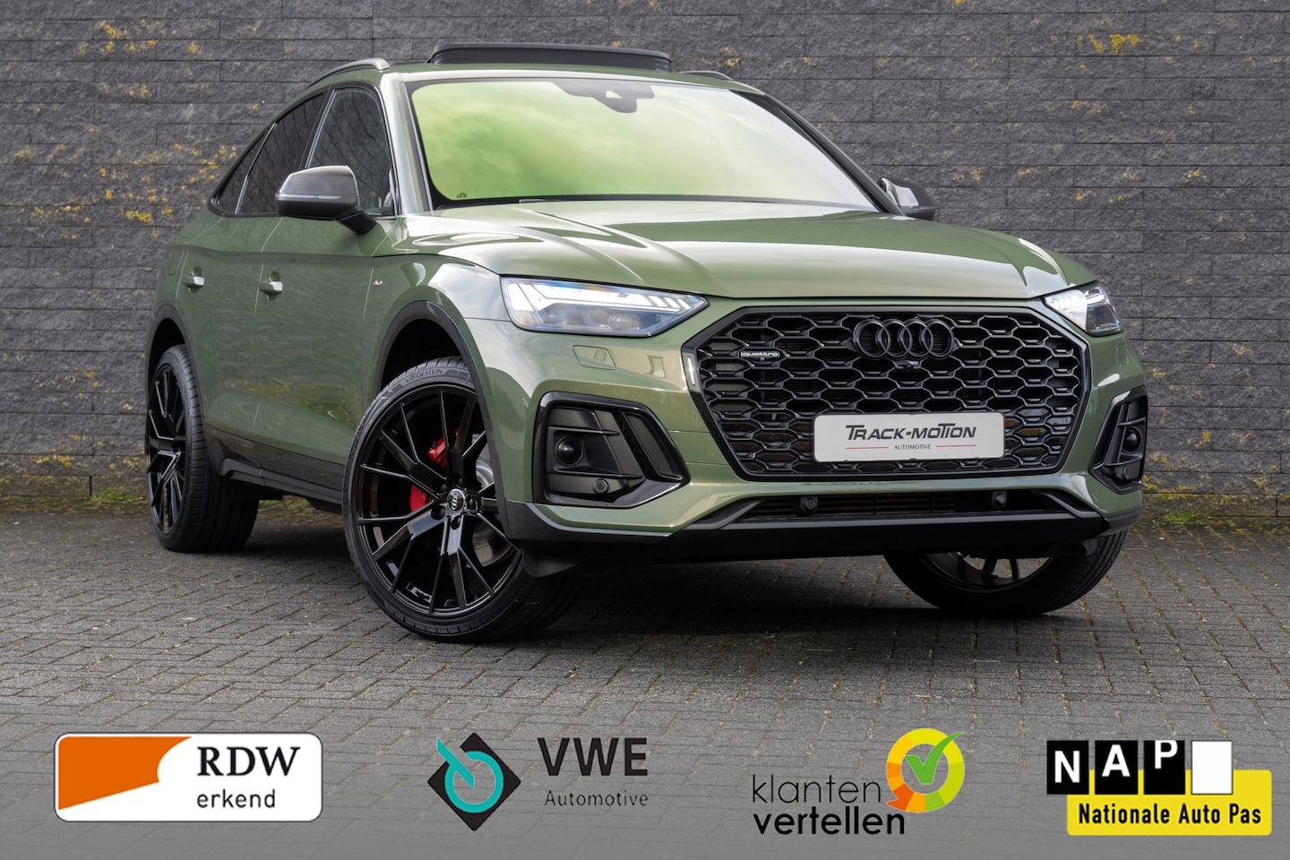Audi Q5 Sportback - 50 TFSI e S edition GREEN & BLACK Panoramadak - AutoWereld.nl