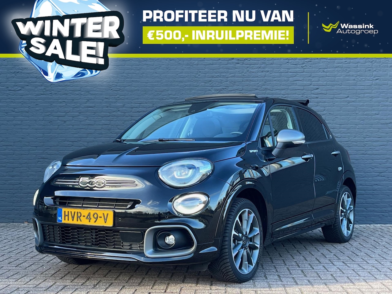 Fiat 500 X - 1.5 Hybrid 130pk Automaat Sport Cabriolet I WINTERSALE I Open dak | luxe uitrusting | Alca - AutoWereld.nl