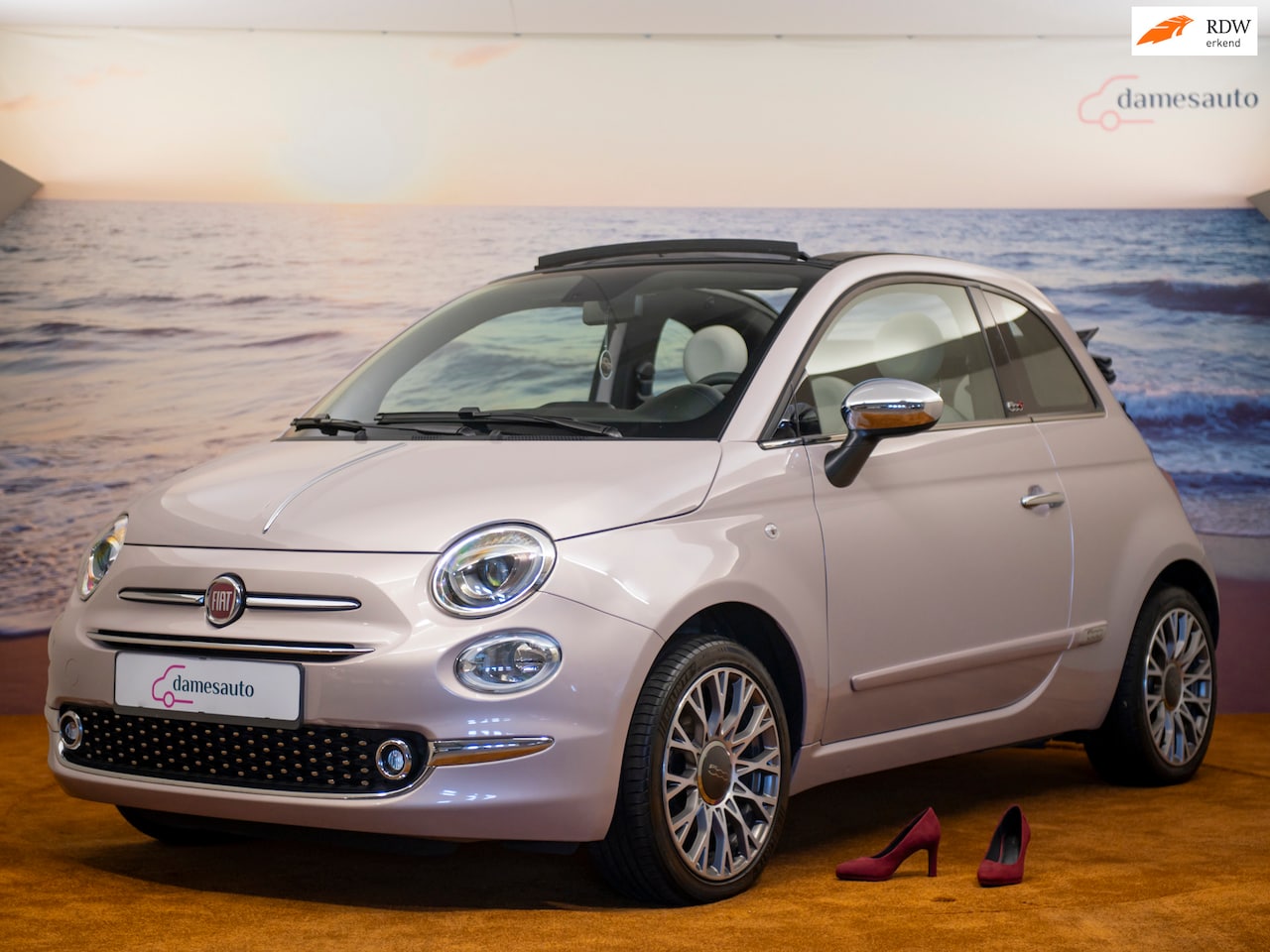 Fiat 500 C - 1.2 Hybrid Star, Cabriolet, Powder pink, incl garantie - AutoWereld.nl