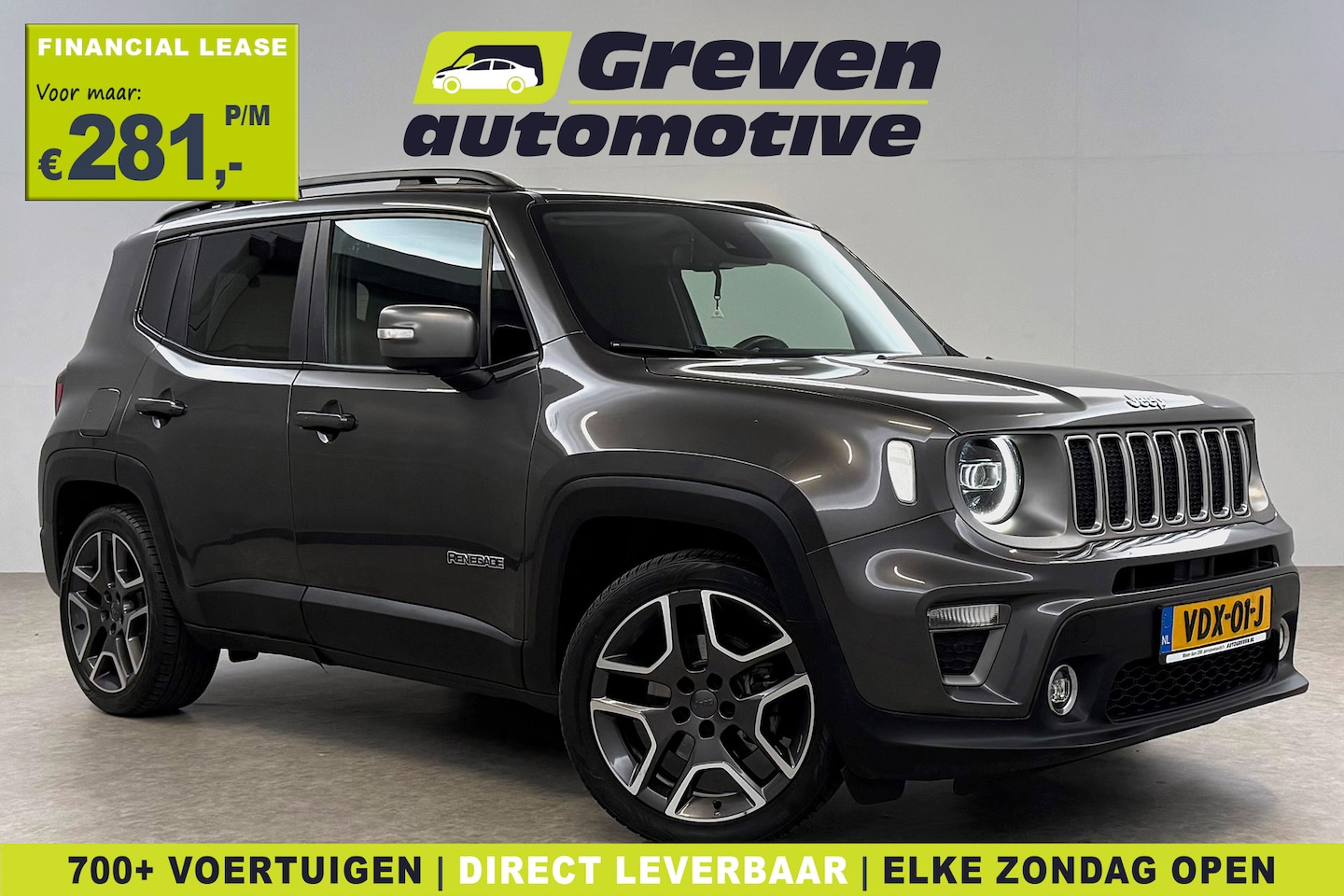 Jeep Renegade - 1.3T Limited 151PK | Grijs Kenteken | VAN | Camera | Carplay | Clima | Adap. Cruise | Keyl - AutoWereld.nl