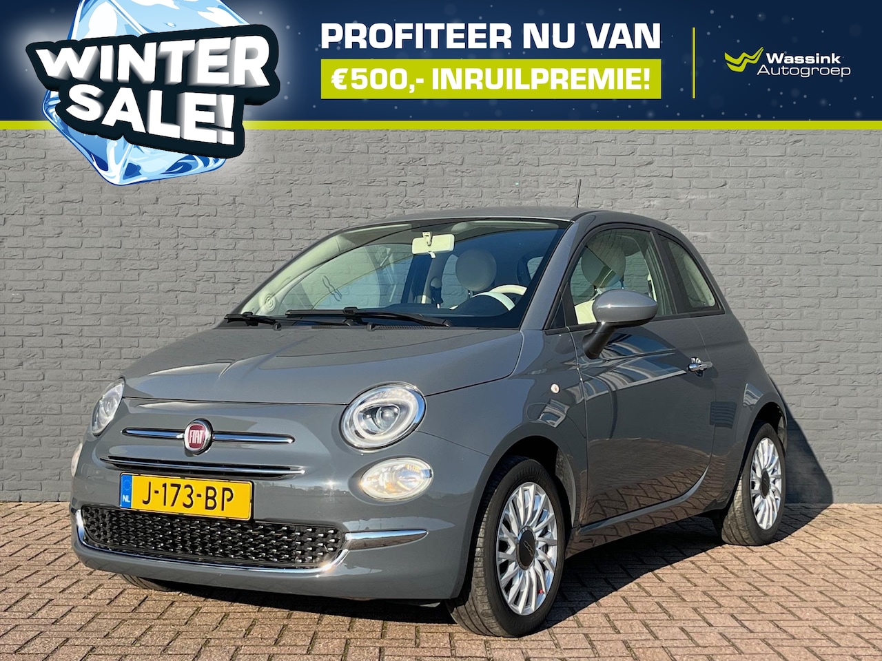 Fiat 500 - 1.0 70pk Hybrid Lounge I WINTERSALE | Cruise Control | CarPlay | DAB | City Steering | - AutoWereld.nl