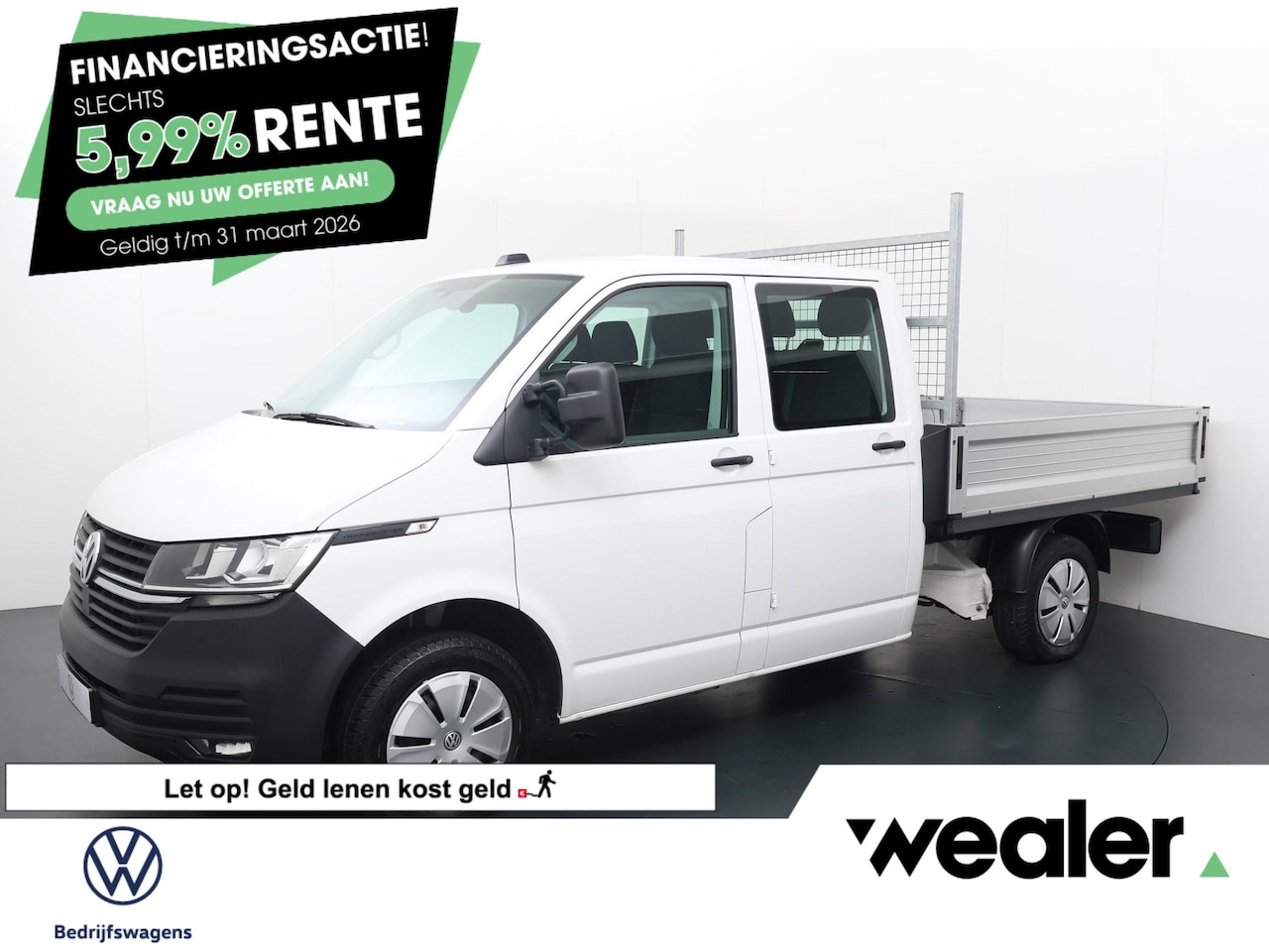 Volkswagen Transporter - 2.0 TDI L2H1 DC 30 Comfortline | 110 PK | Pick-Up | Dubbele Cabine | Trekhaak | Navigaties - AutoWereld.nl