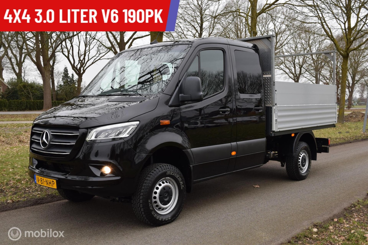Mercedes-Benz Sprinter - 319 3.0 V6 190pk 4x4 Aut. DC AWD ZG3 Low Range DubCab Airco Open Laadbak - AutoWereld.nl