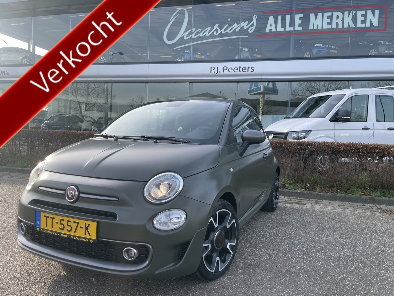 Fiat 500 - 0.9 TwinAir Turbo Sport Mat Groen Airco -  Cruise control - Bluetooth - Groot navigatiesys - AutoWereld.nl