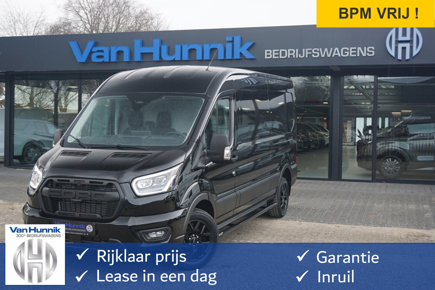 Ford Transit - 350L L3H2 Black Raptor AUT-10 RWD 165PK BPM VRIJ Navi, Adap. Cruise, 360° Cam, 3.5T Trekha - AutoWereld.nl