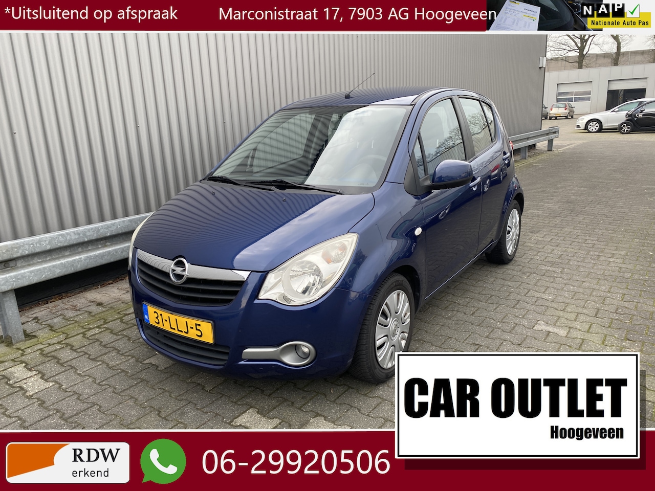 Opel Agila - 1.2 Enjoy 167Dkm, Aiconditioning, Trekhaak, – Inruil Mogelijk – - AutoWereld.nl