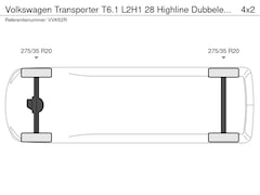 Volkswagen Transporter - T6.1 L2H1 28 Highline Dubbele cabine 20" LMV, 6 zits, trekhaak sidebars zwart